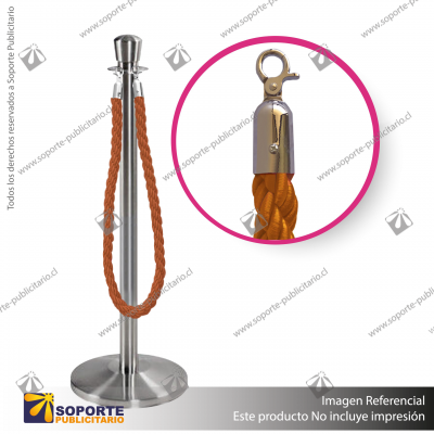 SEPARADOR DE FILAS CORONA CROMADA CON CORDóN NARANJO