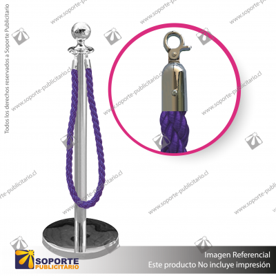 SEPARADOR DE FILAS EMPERADOR CROMADO CON CORDON MORADO