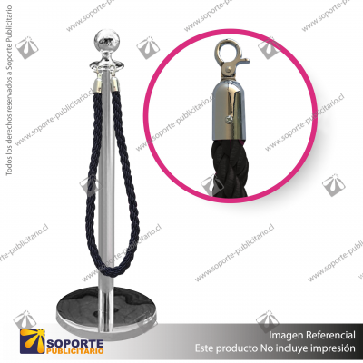 SEPARADOR DE FILAS EMPERADOR CROMADO CON CORDóN NEGRO