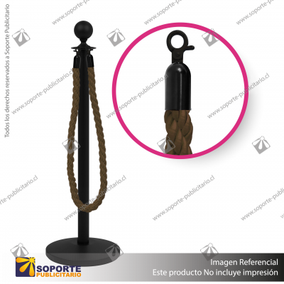 SEPARADOR DE FILAS EMPERADOR NEGRO CON CORDóN CAFé