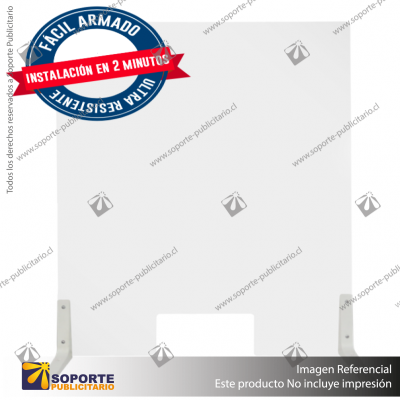 SEPARADOR DE MESON ACRILICO 4 MM 80*58 CMS HORIZONTAL CON VENTANILLA CON ESCUADRA ABS PARA ARMADO