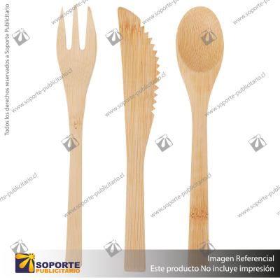 SET CUTLERY BAMBOO/KAKI/KAKI