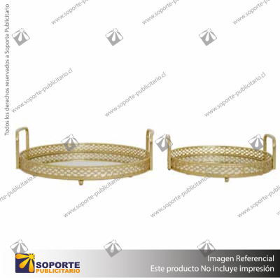 SET DE 2 BANDEJAS ACANALADAS DORADAS