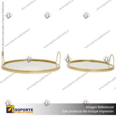 SET DE 2 BANDEJAS REDONDAS LISAS ESPEJO