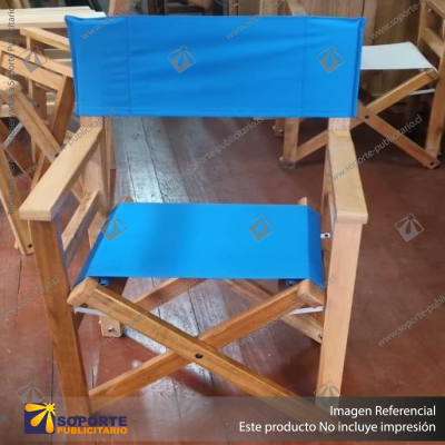 SILLA TIPO DIRECTOR DE MADERA COLOR AZUL NAUTICO
