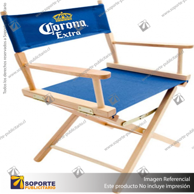 SILLA TIPO DIRECTOR DE MADERA COLOR AZUL REY
