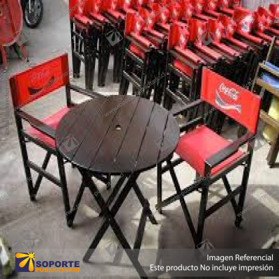 SILLA TIPO DIRECTOR DE MADERA COLOR ROJO