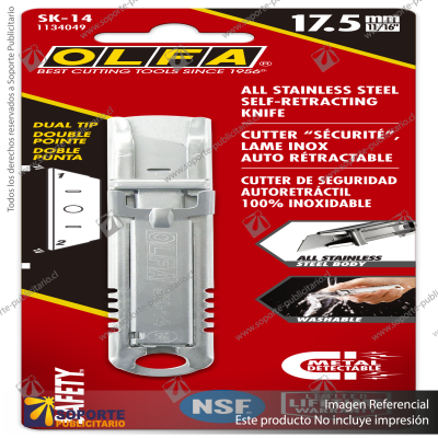 SK-14 SEMI-AUTOMATIC STAINLESS STEEL SELF-RETRACTING SAFETY KNIFE VARIATION: DEFAULT TITLE