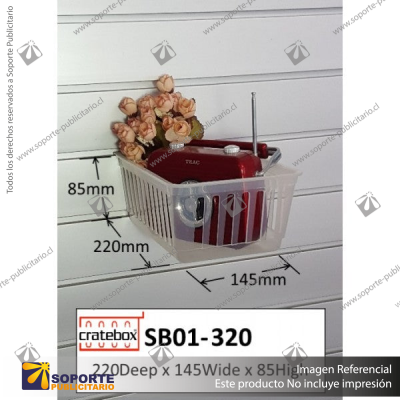SLATBOX CRATEBOX DISPLAY CONTAINERS - CLEAR - TRAY: 344L X 280W X 90H - CODE: SB01-330-CL