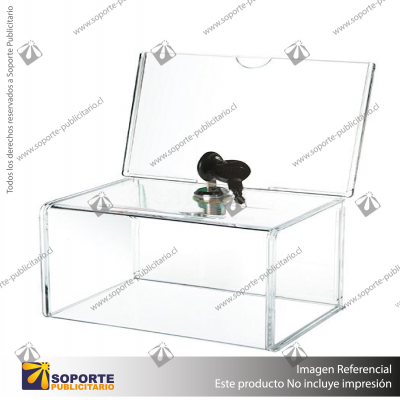 SMALL COIN BOX SIGN HOLDER-WITH LOCK & KEYS 4R CLEAR