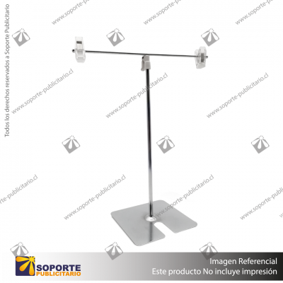 SOPORTE T METAL CON PINZAS ACRILICAS