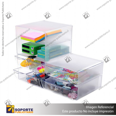 STACKABLES CUBE WITH 2 DRAWERS & 2 METAL CLIPS, BLACK