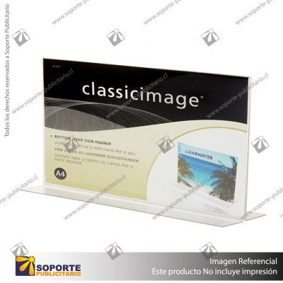 T SHAPE STAND-UP SIGN HOLDER (LANDSCAPE) A4 CLEAR