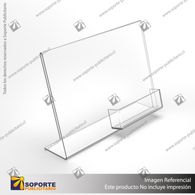 TARJETERO EN PORTA GRAFICA ACRILICO A5 (14.8*21 CMS) FORMATO L HORIZONTAL 1.5 MM