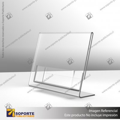 TARJETERO EN PORTA GRAFICA ACRILICO A6 (10.5*14.8 CMS) FORMATO L HORIZONTAL 1.5 MM
