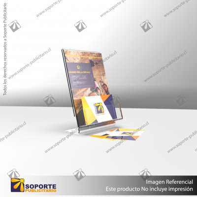 TARJETERO EN PORTA GRAFICA ACRILICO A6 (10.5*14.8 CMS) FORMATO L VERTICAL 1.5 MM
