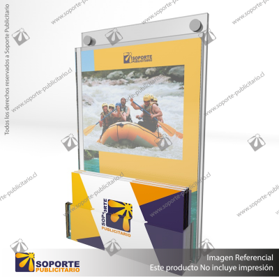 TARJETERO EN PORTA GRAFICA ACRILICO A6 (10.5*14.8 CMS) FORMATO MURO VERTICAL 1.5 MM