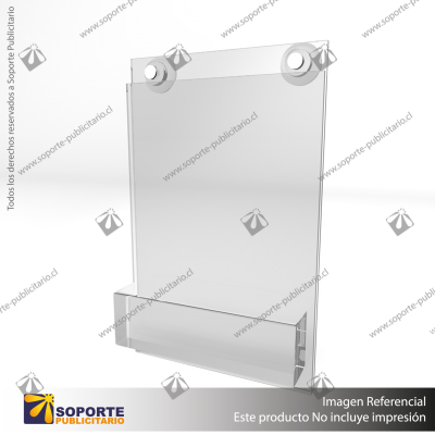 TARJETERO EN PORTA GRAFICA ACRILICO A6 (10.5*14.8 CMS) FORMATO MURO VERTICAL 1.5 MM