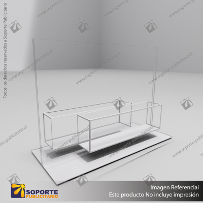 TARJETERO EN PORTA GRAFICA ACRILICO A6 (10.5*14.8 CMS) FORMATO T HORIZONTAL 1.5 MM