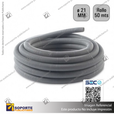 TUBO CORRUGADO GRIS 21MM ROLLO 50 MTS