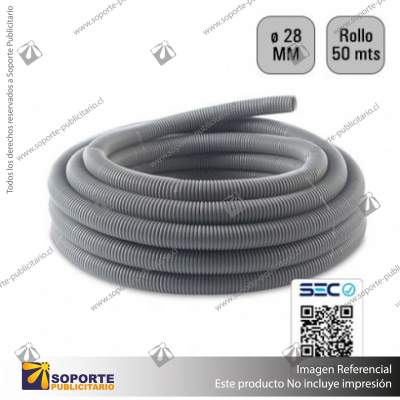 TUBO CORRUGADO GRIS 28MM ROLLO 50 MTS