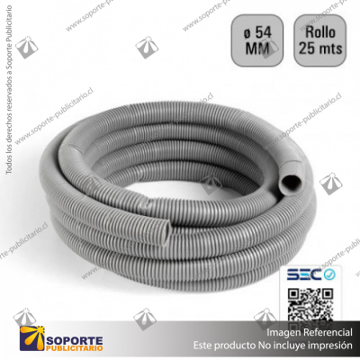 TUBO CORRUGADO GRIS 54MM ROLLO 25 MTS