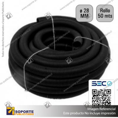 TUBO CORRUGADO NEGRO 28MM ROLLO 25 MTS