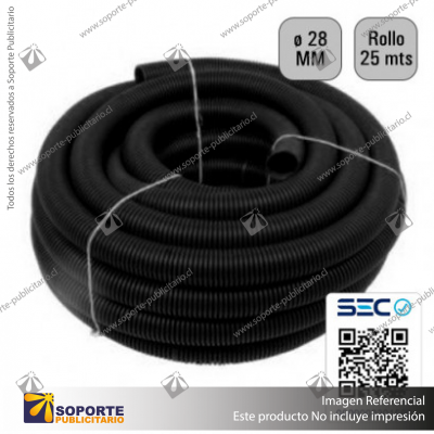 TUBO CORRUGADO NEGRO 28MM ROLLO 50 MTS