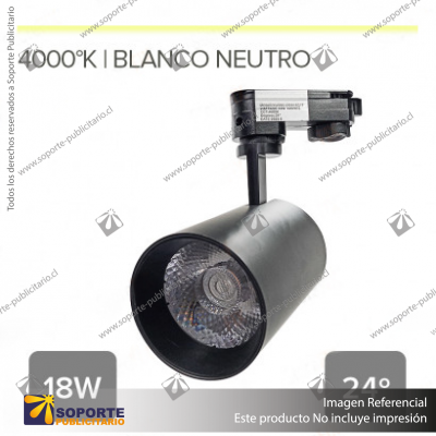 VERSALLES - FOCO LED TRACK LIGHT TRIFASICO COB 18W 4000K NEGRO 24