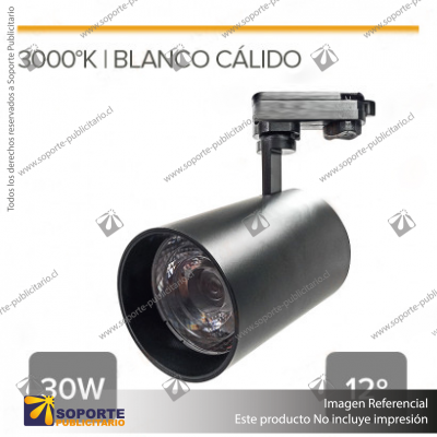 VERSALLES - FOCO LED TRACK LIGHT TRIFASICO COB 30W 3000K NEGRO 12