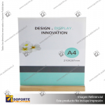 A4 CLEAR SIGN HOLDER WITH WOODEN BASE TABLE PLACE CARD STAND MENU NUMBER DISPLAY HOLDER