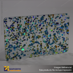 ACRILICO GLITTER CONFETTI DOTS BLUE GOLD NOVO 3MM