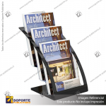 ARCHITETURE 3-TIER BROCHURE HOLDER 1/3A4, BLACK+CLEAR