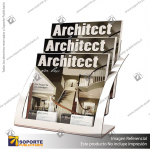 ARCHITETURE 3-TIER BROCHURE HOLDER A4, SILVER+CLEAR
