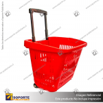 CANASTO PLASTICO CON ASA PARA COMPRAS ROJO 34L