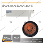 CANNES - FOCO LED TRACK LIGHT TRIFASICO COB 30W 3000K BLANCO 24