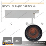 CANNES - FOCO LED TRACK LIGHT TRIFASICO COB 30W 3000K BLANCO 36