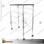 CAVA METALICA CROMADA DE 5 NIVELES CON CUBIERTA DE MADERA 