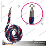 CORDóN TRENZADO TRICOLOR CON ENGANCHES CROMADOS