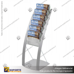 MAGAZINE SIZE CONTEMPORARY FLOOR DISPLAY 6 COMPARTMENTS A4, SILVER COLOR