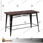 MESA ALTA TOLIX RECTANGULAR CUBIERTA DE MADERA NEGRO MATE 