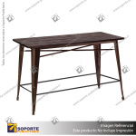 MESA ALTA TOLIX RECTANGULAR CUBIERTA DE MADERA RUSTICA 