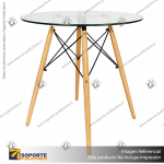 MESA EAMES CON CUBIERTA DE VIDRIO 80 CM 