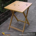 MESA MADERA PUBLICITARIA PLEGABLE 80*80 CMS CON PERFORACION