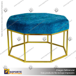MESA POUF CON COJIN ATERCIOPELADO CELESTE 