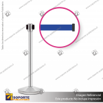 PACK 10 SEPARADORES DE FILA CORPORATIVOS CROMADOS CINTA AZUL LOGO EN BLANCO