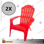 PACK 2 SILLAS MODELO ADIRONDACK ROJAS 