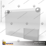 PORTA GRAFICA ACRILICO CON PORTA FOLLETO A4 (21*29.7 CMS) MURO HORIZONTAL 2 MM + VENTOSAS