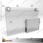 PORTA GRAFICA ACRILICO CON PORTA FOLLETO A5 (14.8*21 CMS) MURO HORIZONTAL 2 MM + VENTOSAS