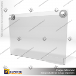 PORTA GRAFICA ACRILICO CON TARJETERO A3 (29.7*42 CMS) MURO HORIZONTAL 2 MM + VENTOSAS